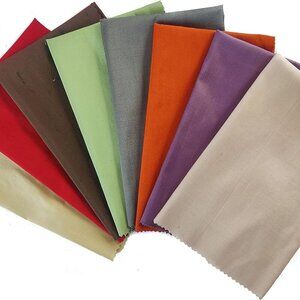 Pure Silk Dupioni Fabric 8 Fat Quarters 18x22 Inches Multiple Colors for Sewing